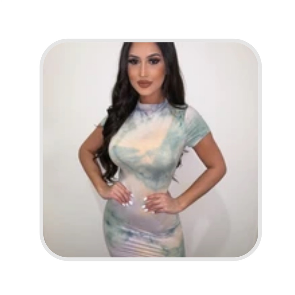 Olivia Tie Dye Dress(Gold/Green/Purple)